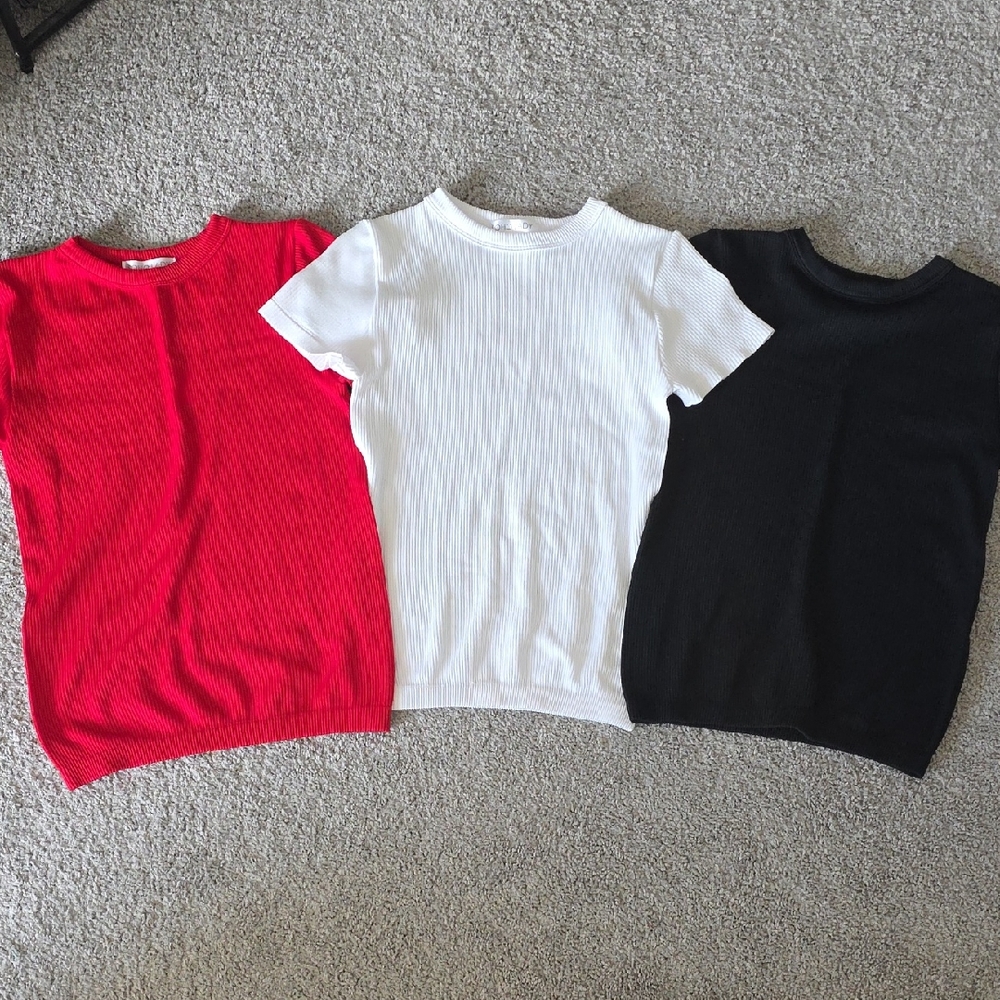 👕 SOHO Lady Classic Ribbed Tee Bundle – 3-Pack (Red, White & Black) | Size L/XL